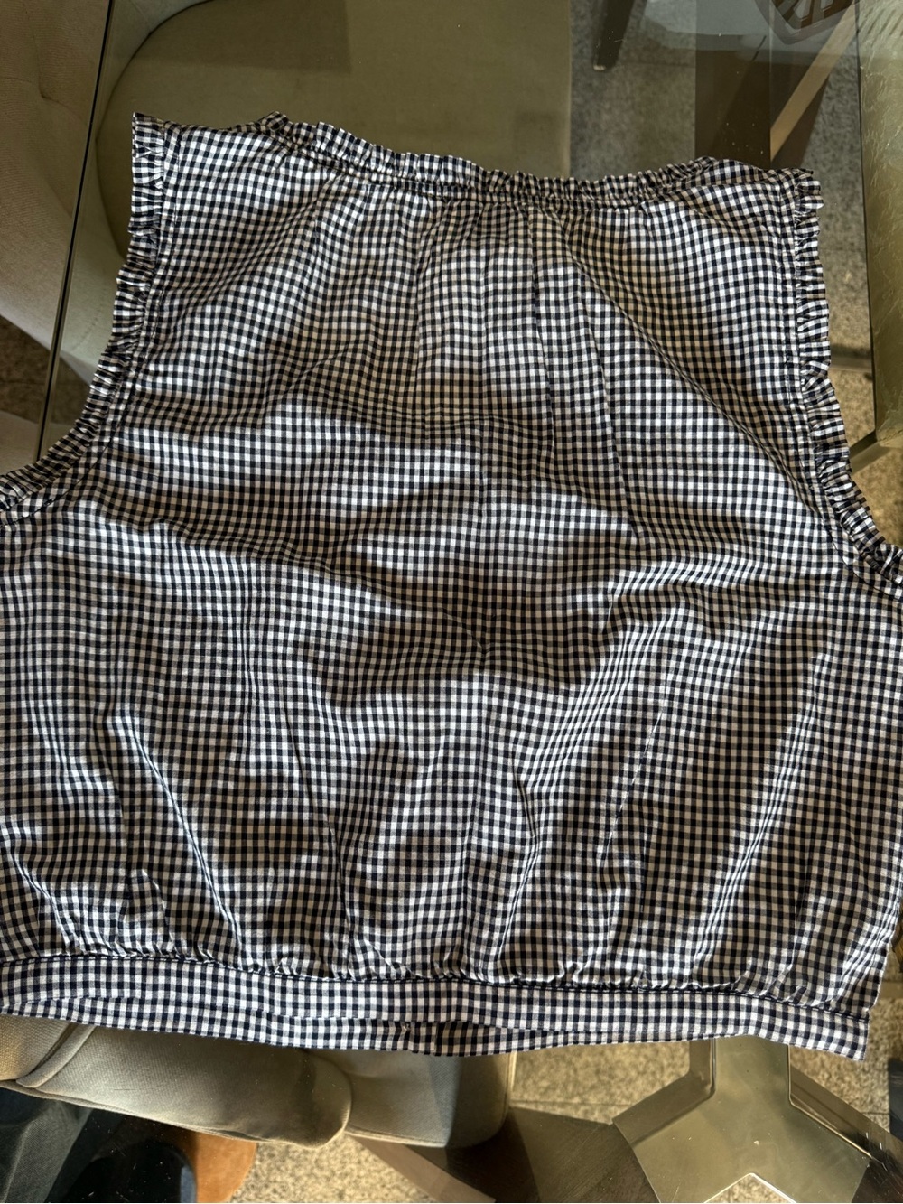 GAP Black and White Gingham Tie-Front Sleeveless Top - Picture 7 of 8